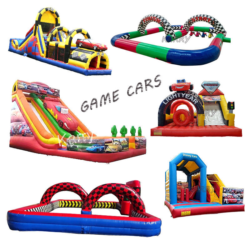 Outdoor Inflatable Racing Car Slider Dry Slides Castle Bounce House for Children