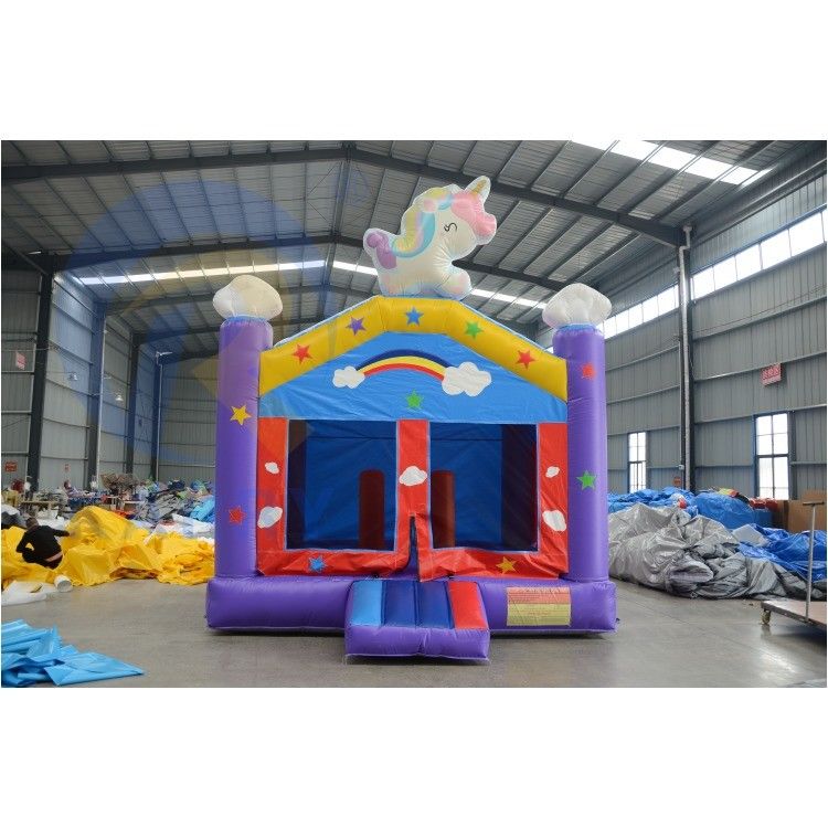Unisex Inflatable Bounce House with Slide Cute Cartoon Unicorn PVC Jumping Castle