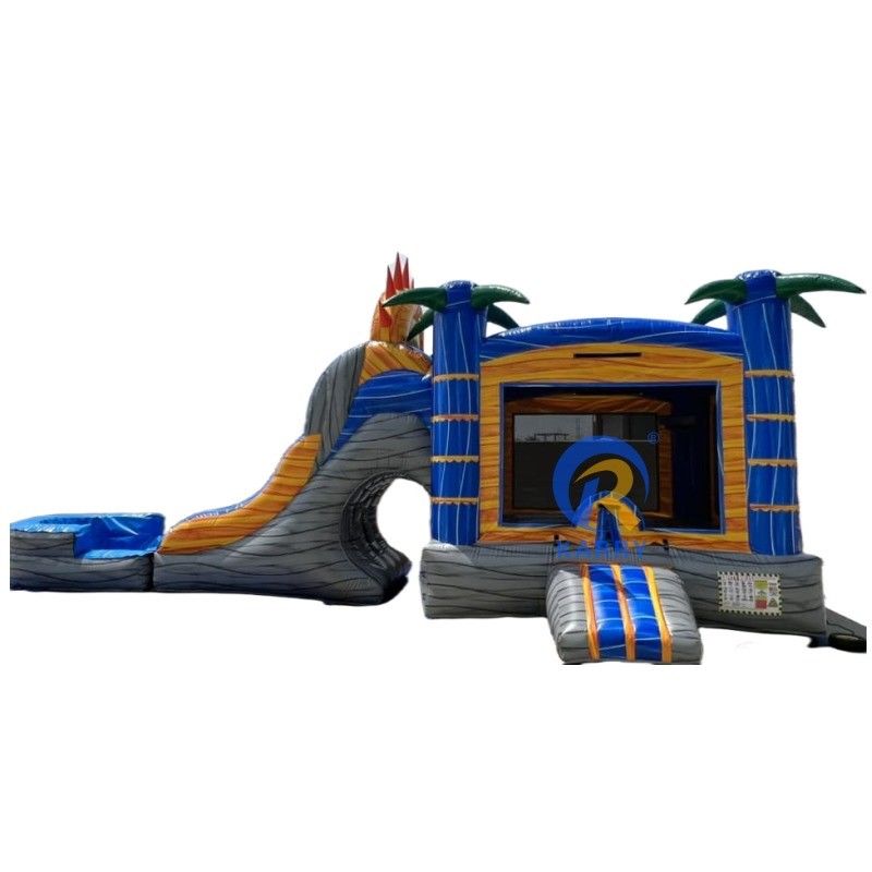 Sea Shipping PVC Palm Tree Bouncy Castle Slide Combo Inflatable Bounce House with Slide
