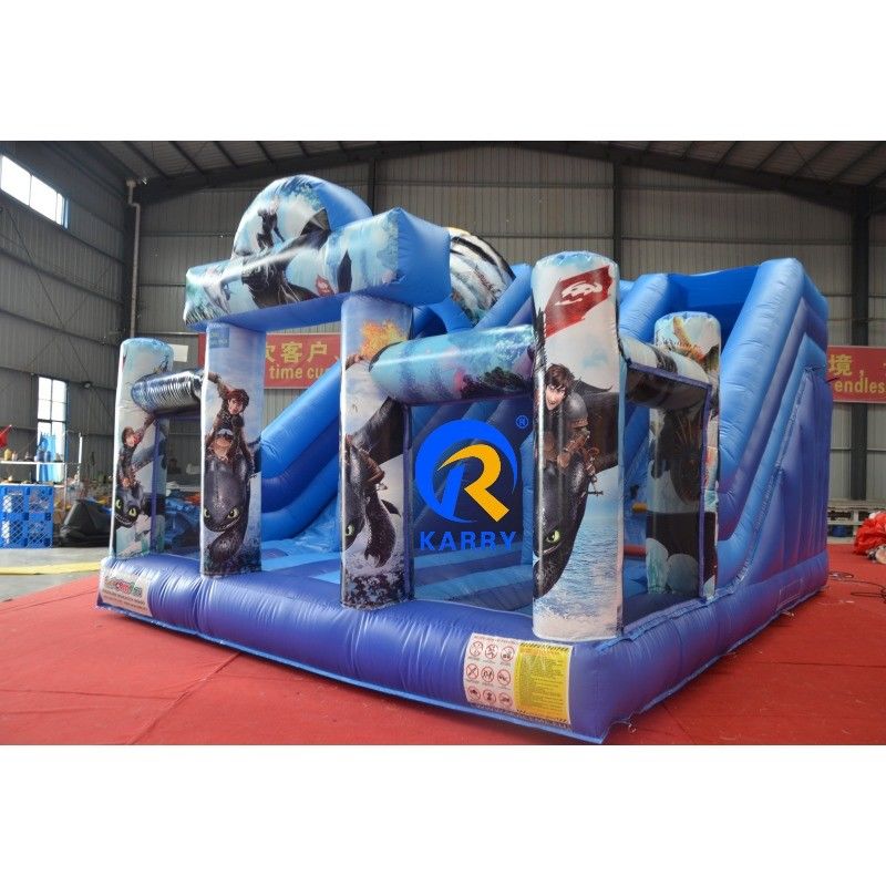 PVC Inflatable Bouncer Slide Combo How To Train Your Dragon Dual Lane Jumping Castle
