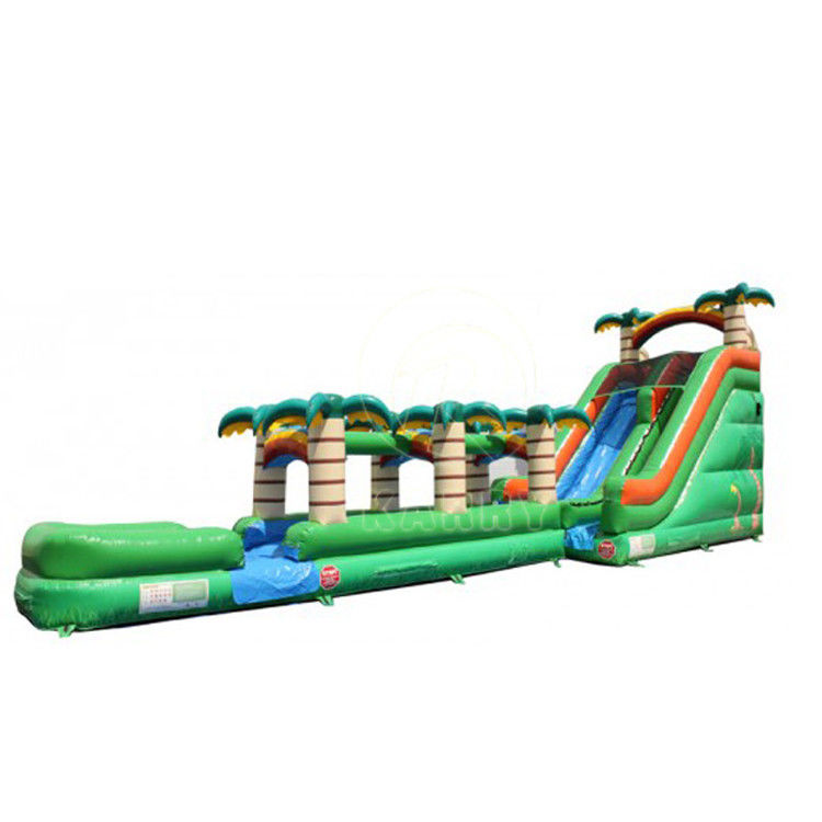 PVC Palm Tree Backyard Long Slide Inflatable Water Slide for 5-10 Passengers Party Fun
