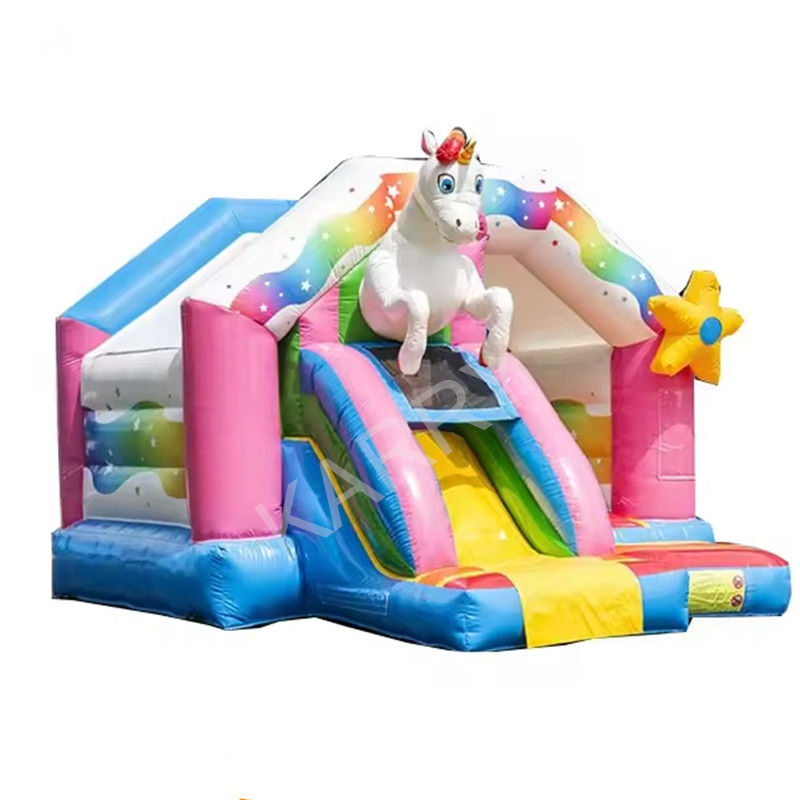 Castle for 14 Years up Popular Outdoor Rainbow Unicorn Bouncy Castle With Slide Combo