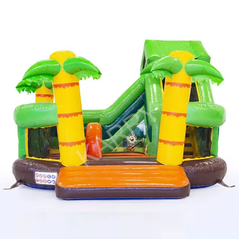 Interactive Kid Toy Game Hawaiian Style Palm Tree Bouncy Jumping House with Water Slide