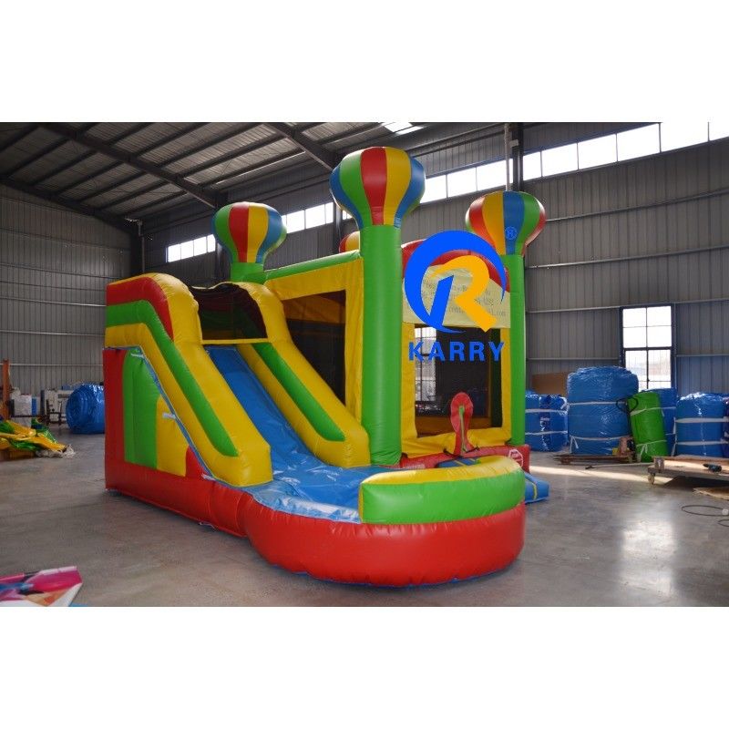 PORTABLE 5 in 1 Rainbow Balloon Inflatable Bouncing Castle with Slide and Trampoline