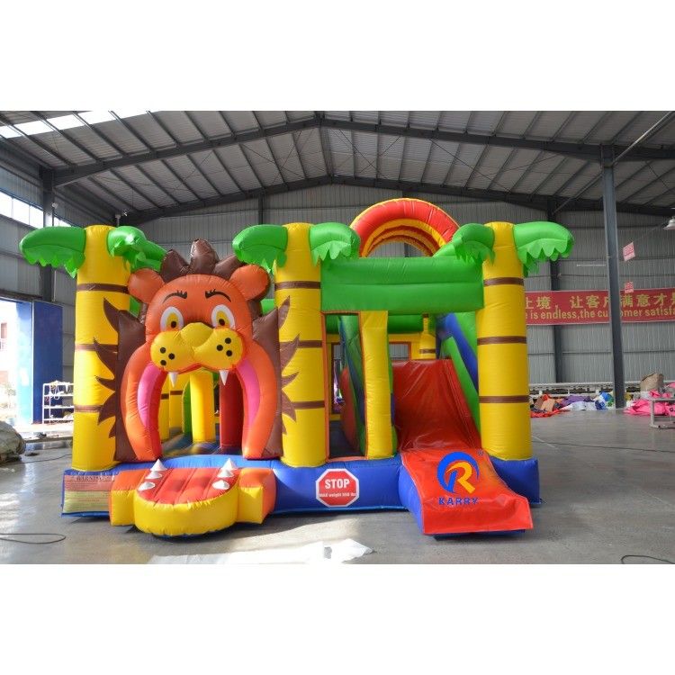 Customize Accepted Cartoon Lion PVC Inflatable Bouncer Slide Combo for Children's Play