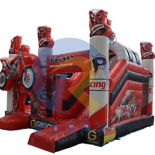 Bouncy Red 3D Racing Castle Slide Combo with Inflatable Bouncer Castle and Logo Customized