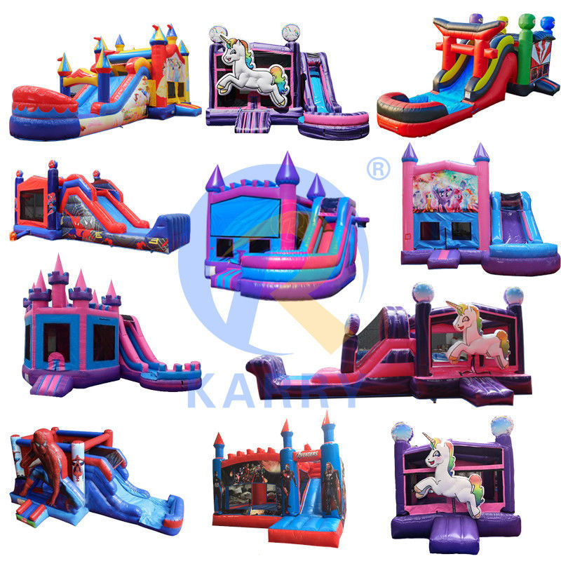 PVC 0.55mm Inflatable Frozen Castle Bounce House Slide Combo for Commercial Party Rental