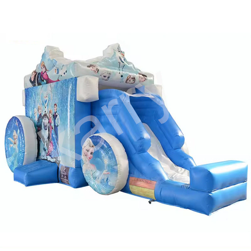 14 Years Up Frozen Wagon Inflatable Bounce House with Slide Popular Cartoon Bouncy Castle