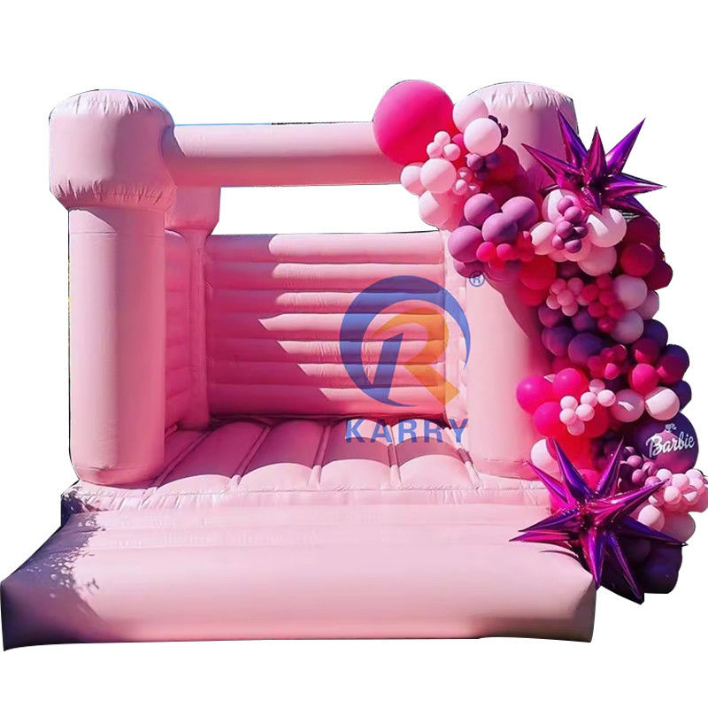 PORTABLE Pink Pastel Jumping Castle for Party Commercial Moonwalk Wedding Bouncy House