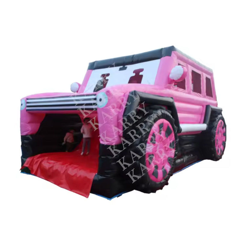 Blower With Blower PINK JEEP INFLATABLE BOUNCE HOUSE WITH SLIDE AND BOUNCER FOR TEENS