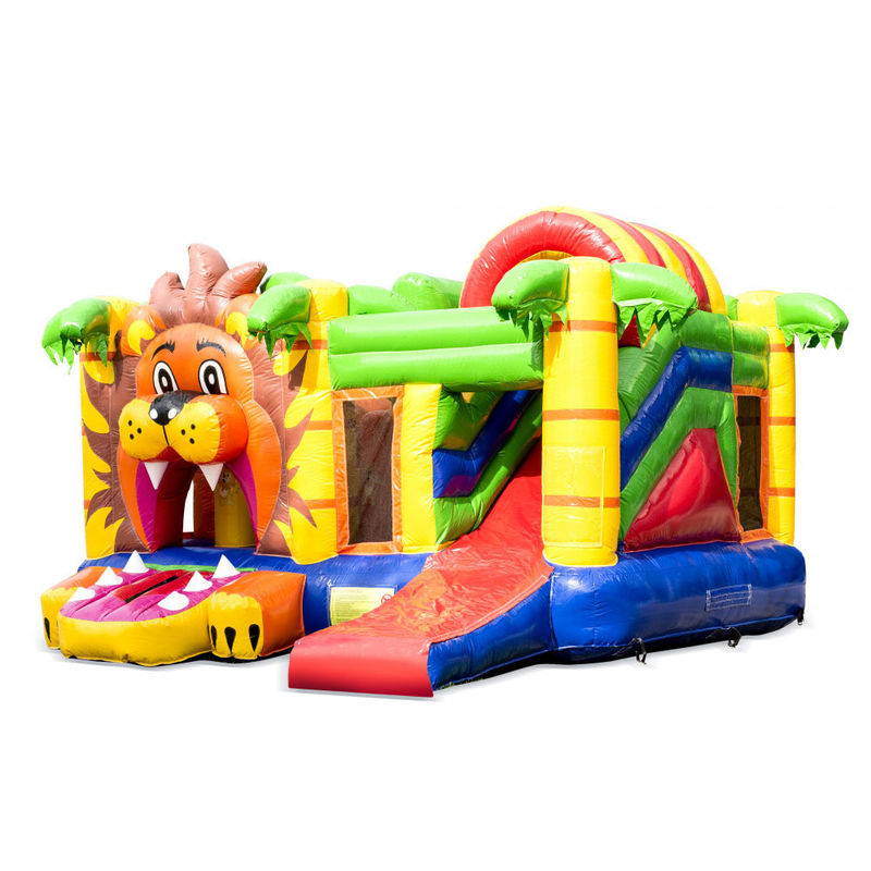 14 Years Unisex Inflatable Outdoor Jungle Lion Bouncer with Slide and Jumping Castle