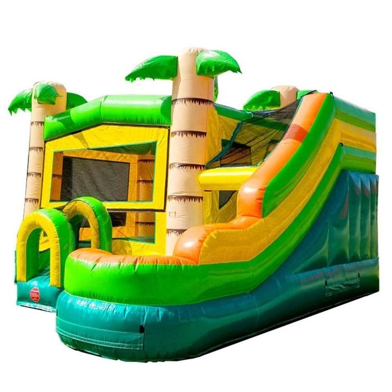 Customized Color Palm Tree Bouncy Castle with Slide Pool Inflatable Bounce House