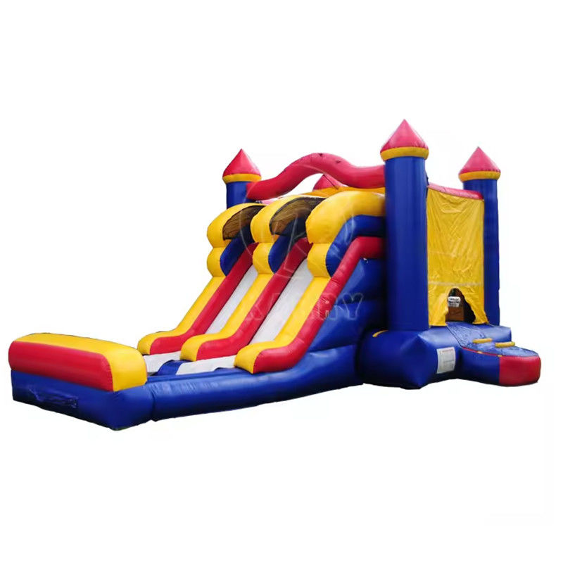 3in1 Double Lane Inflatable Bouncy Castle Slide Combo in Colorful Design for Unisex