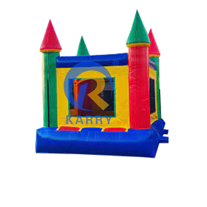Customized Color Inflatable Bounce House Castle Jumper with Basketball Hoop Green Blue