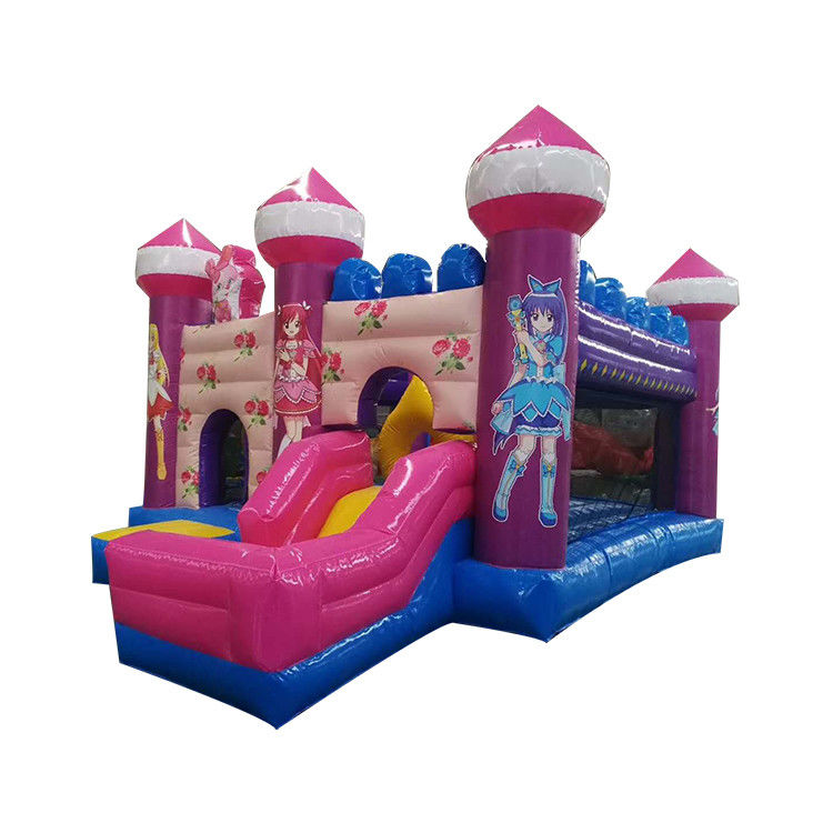 Girls Pink Cartoon Bala Magic Fairy Inflatable Bouncer Castle with Slide 6*4*3.5m Size