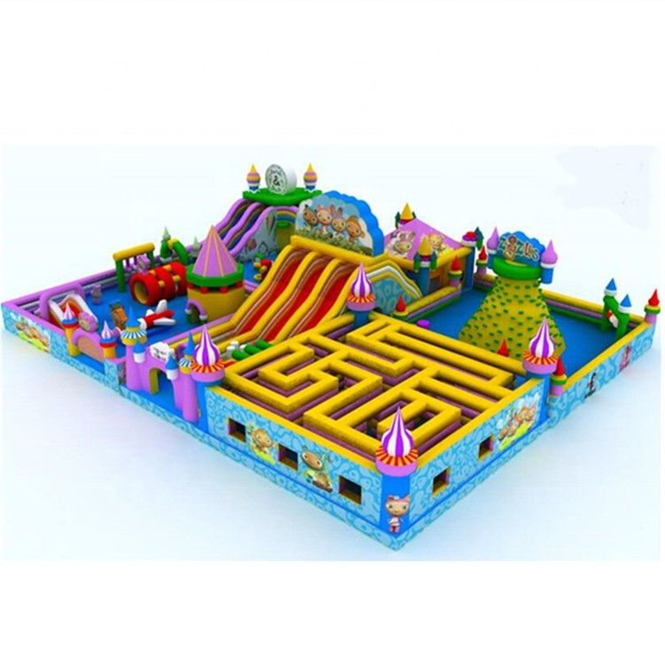 Inflatable Maze Combo Slide and Large Jumping Castle for Amusement Park EN71/CE Certified