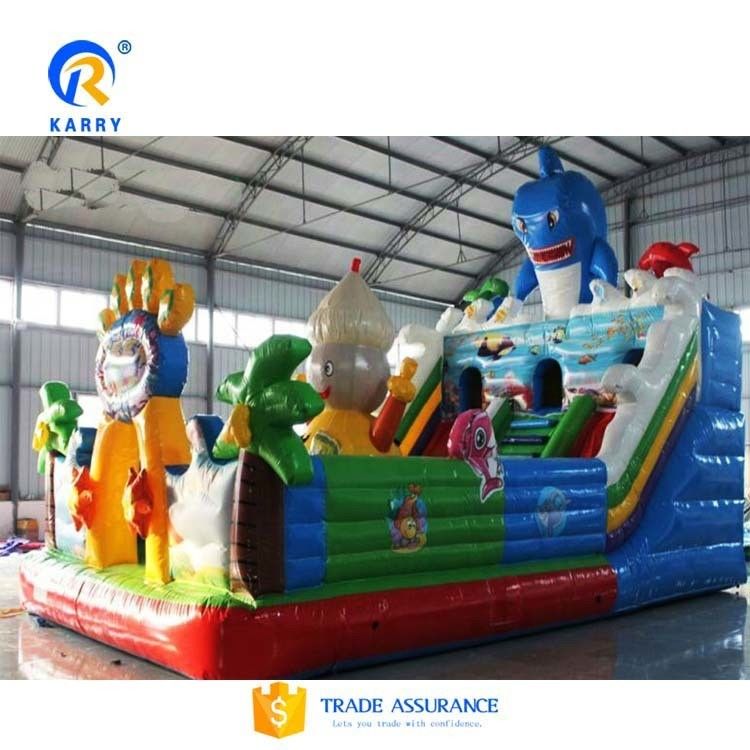 Sea World Theme Big Bouncy Slide Inflatable Fun City Commercial Bounce House 8x5x5.2m
